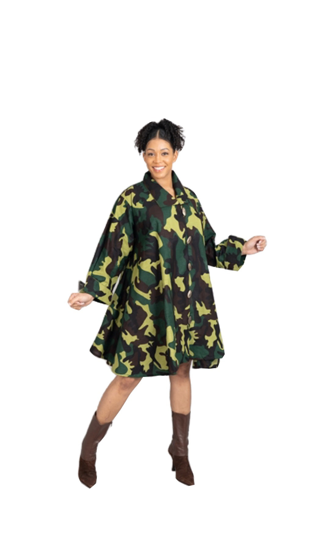 Ankara Green Camo Swing Tunic