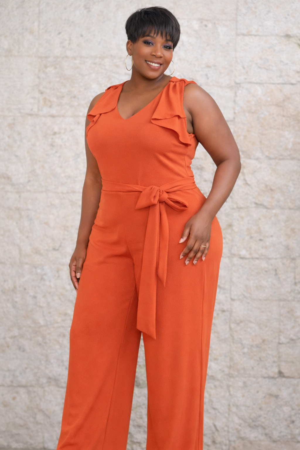 Bow jumpsuit orange 1x