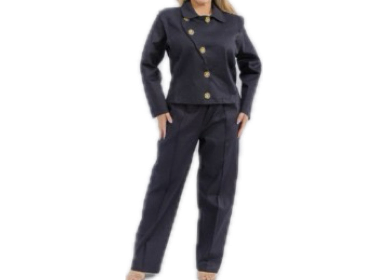 Black Denim Crossover Pant set