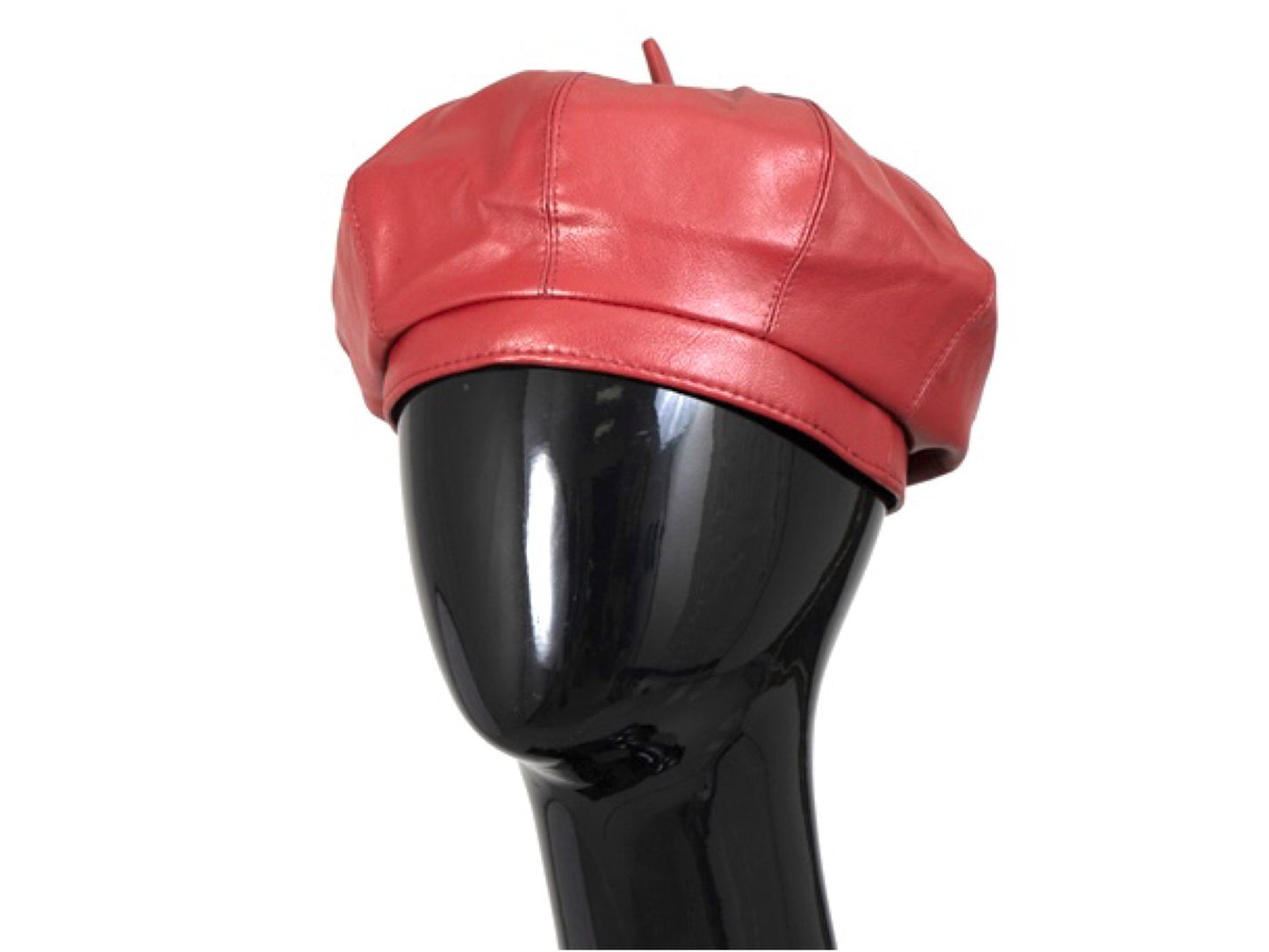 Faux Leather Beret Wine