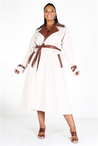 Tan and Faux Trench Coat