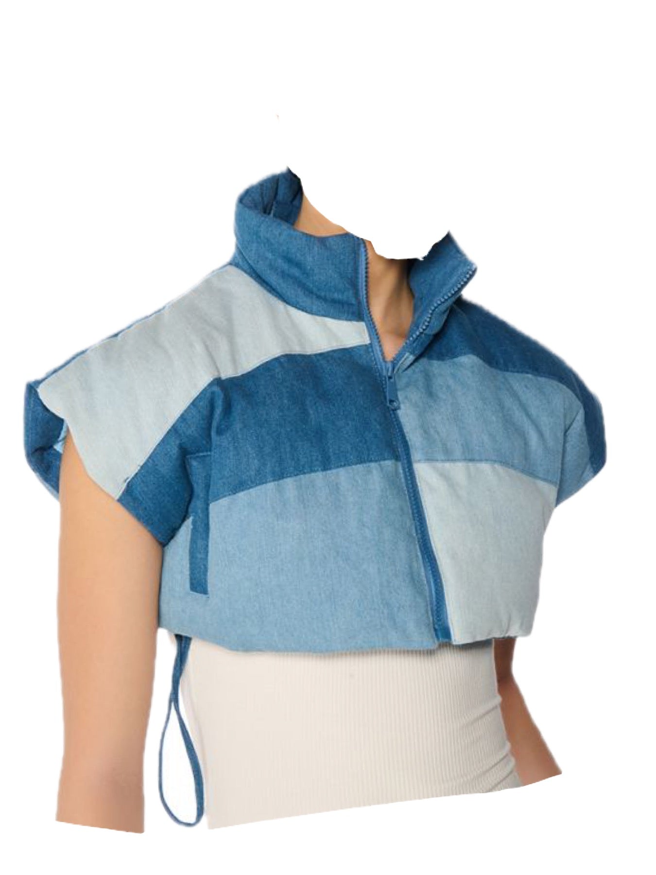 Puffed Crop Denim Vest