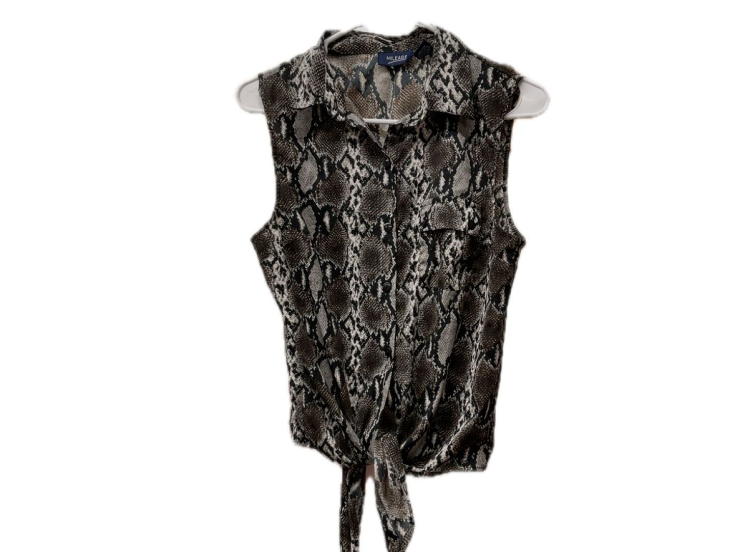 Sleeveless tie front snake M
