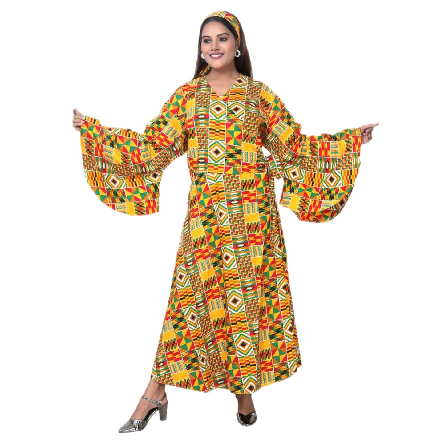 Ankara Kente Wrap Dress+hband (Plus)