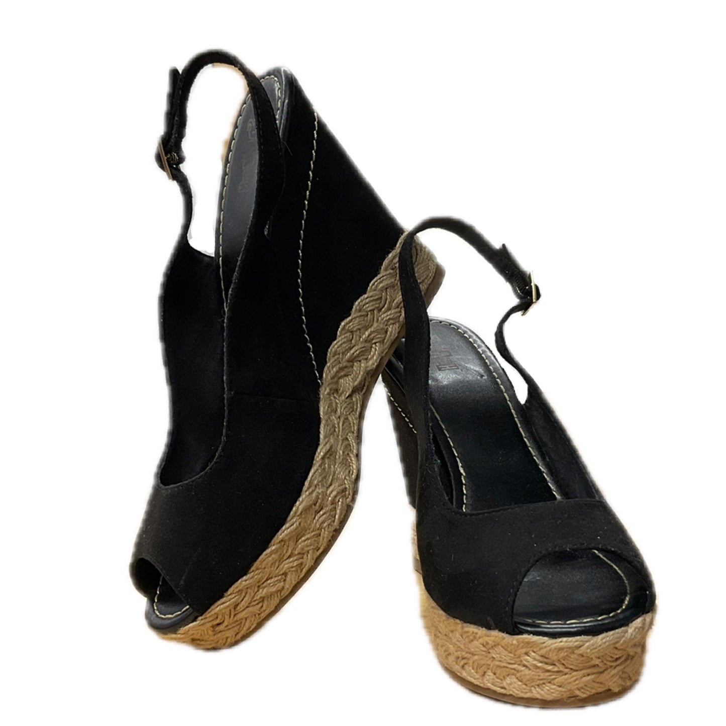 BLACK PEEP TOE WEDGE SHOE 11
