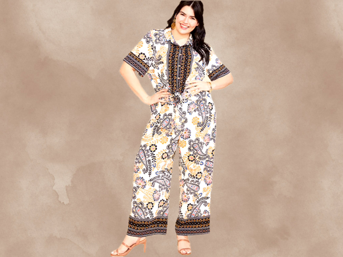 CREAM BLACK PAISLEY PANT SET
