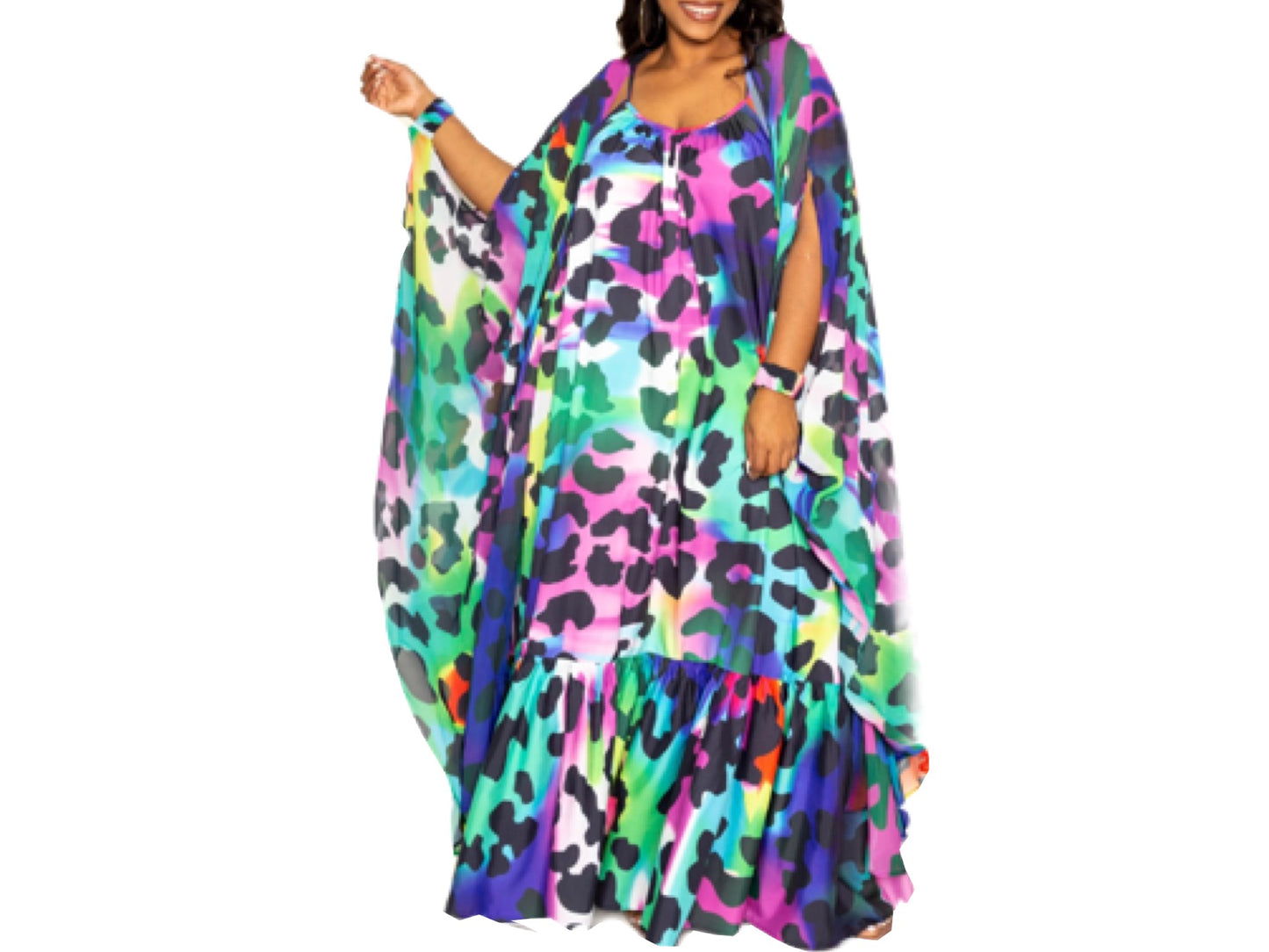A Rainbow Leopard Cuff Duster O/S