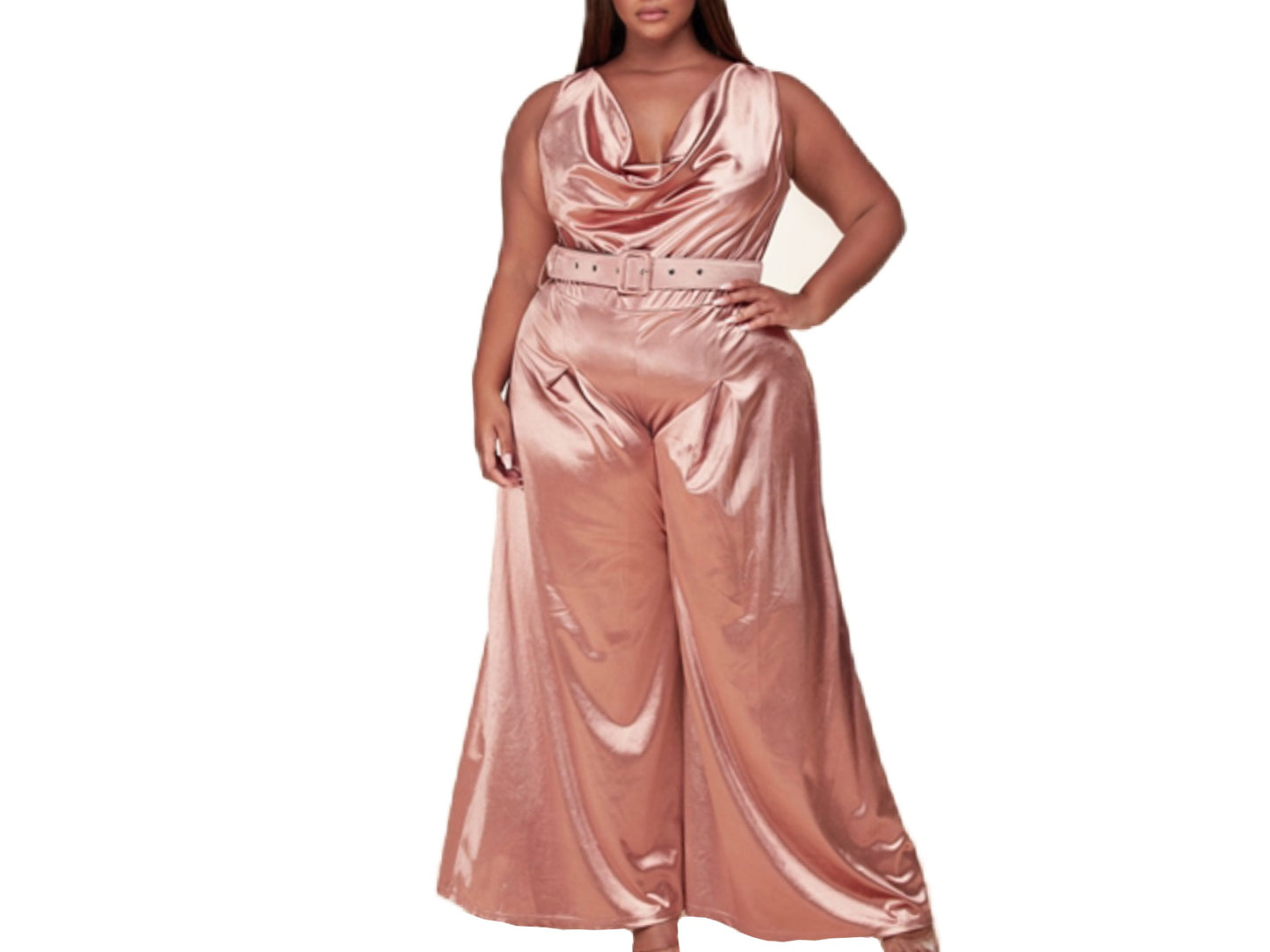 Cheers Satin Jumpsuit Rose 1x
