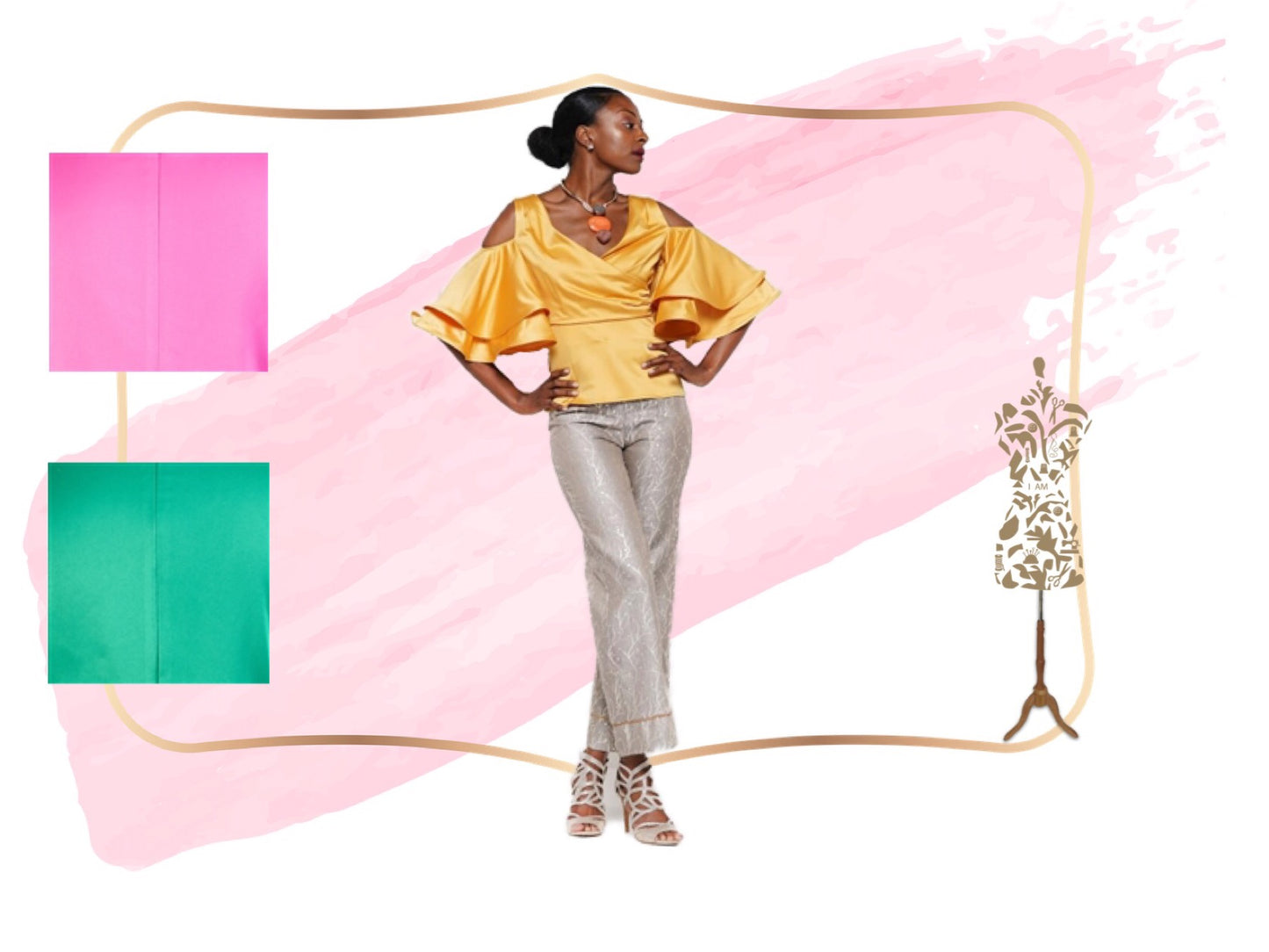 Champagne Orchids Blouse (Emerald)