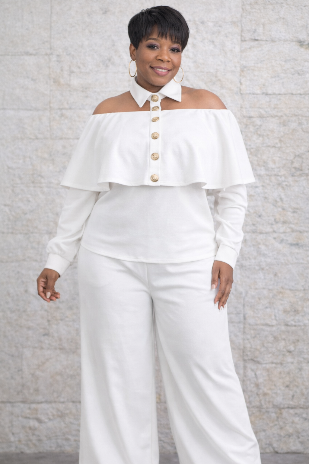 2pc off the shoulder white 1x