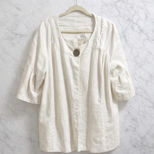 Linen Cream Metallic Snap Jkt 3x