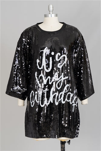 It’s My Birthday sequin top black O/S