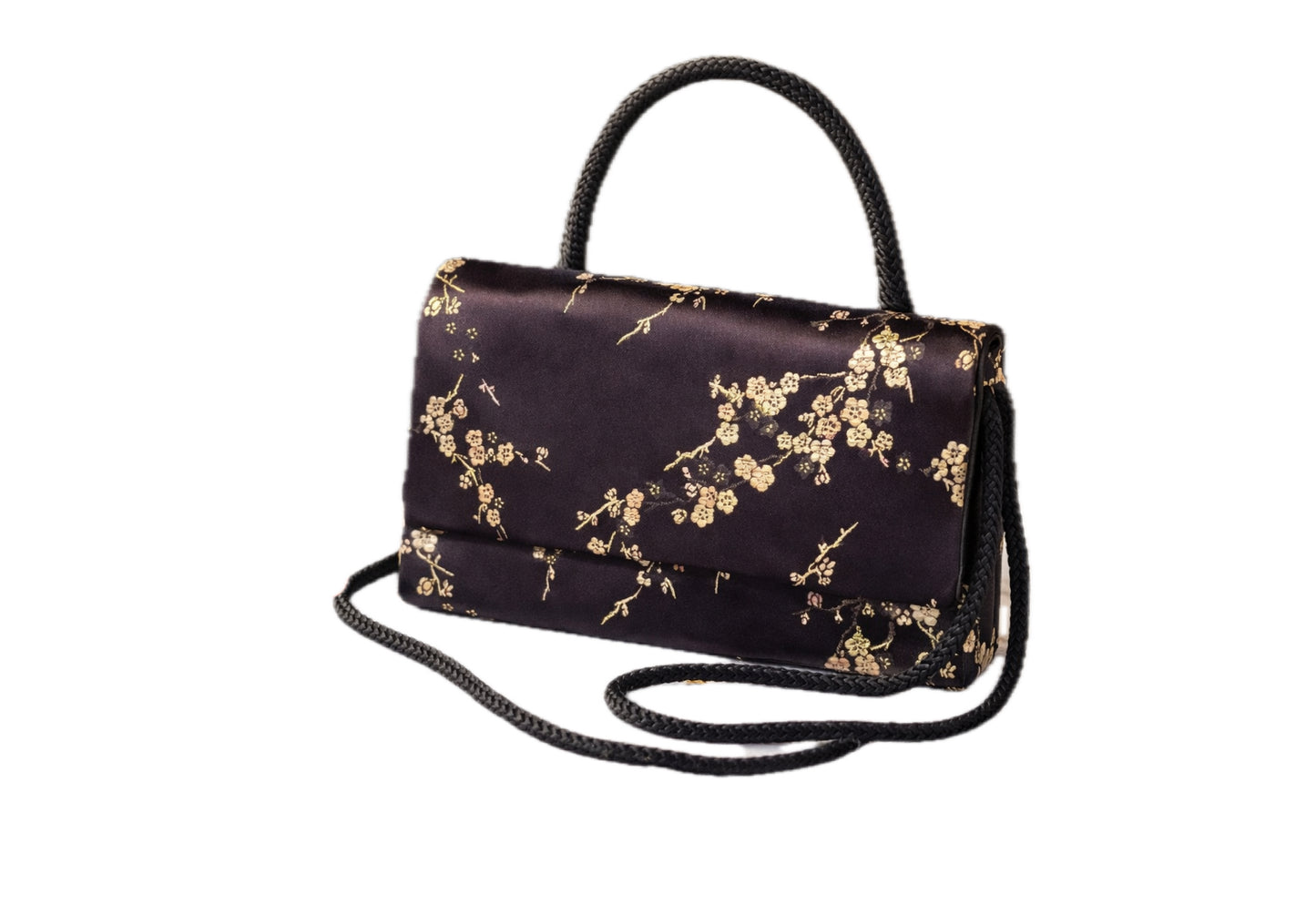 Midnight Blossom Satin Clutch