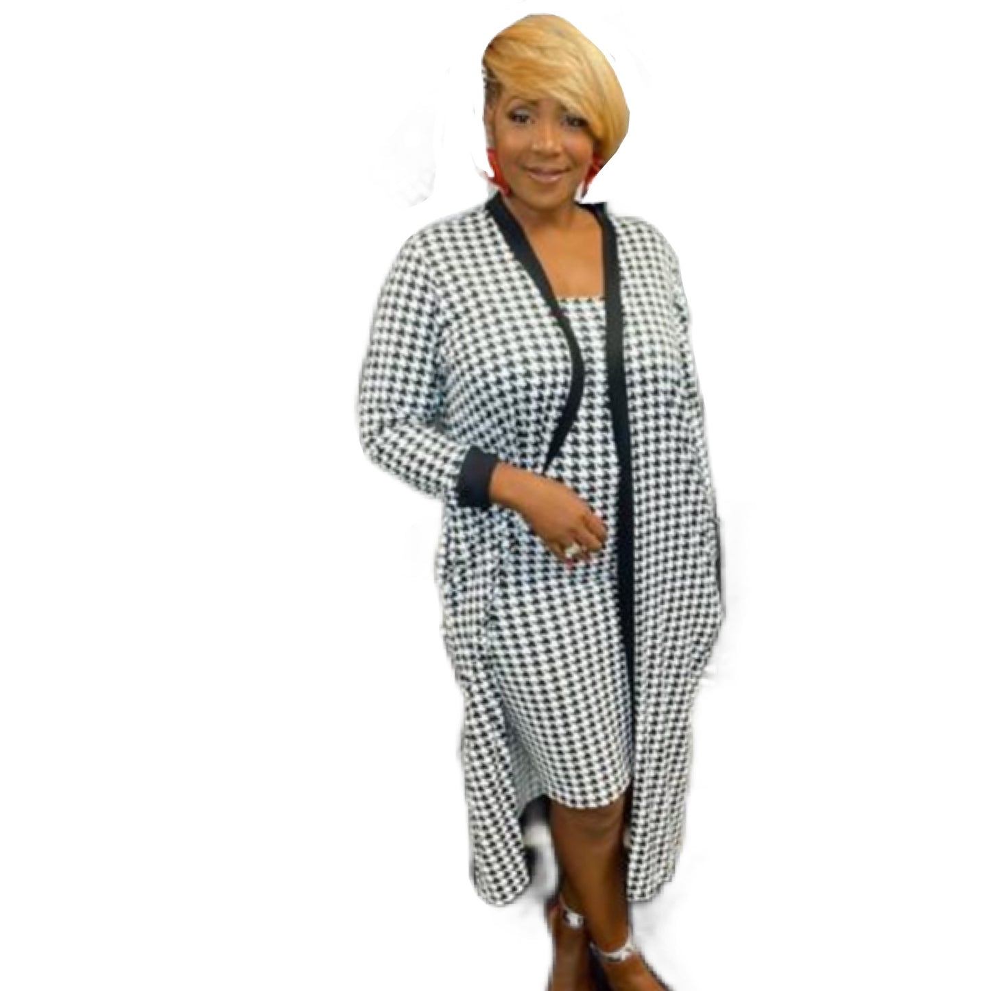 HOUNDSTOOTH 2pc DUSTER SET