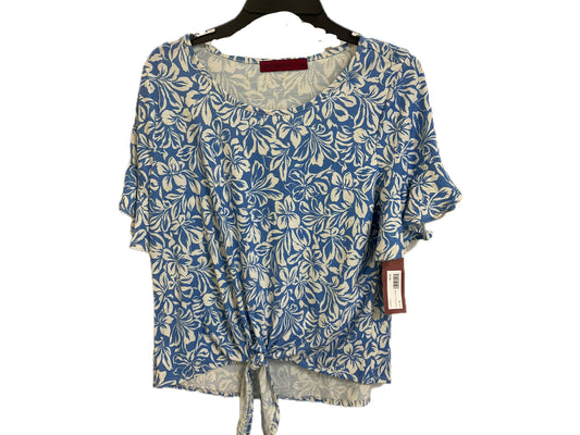 Blue White Tie Front Top M