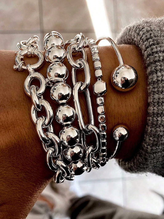 5pc Silver Bracelet Collection