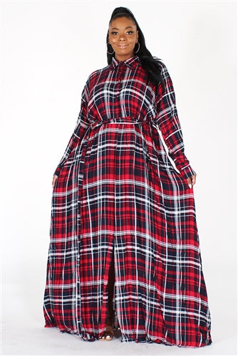 Pure plaid maxi red