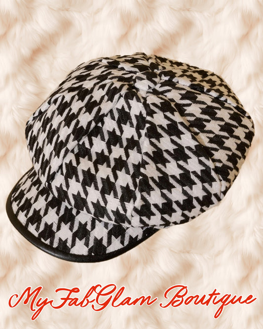 Houndstooth newsboy cap o/s