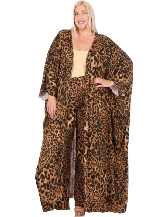 Animal print 2pc duster set