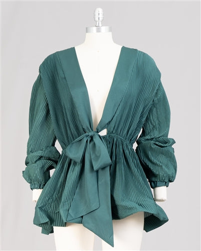 CHIC PLEATED PEPLUM GREEN 2X