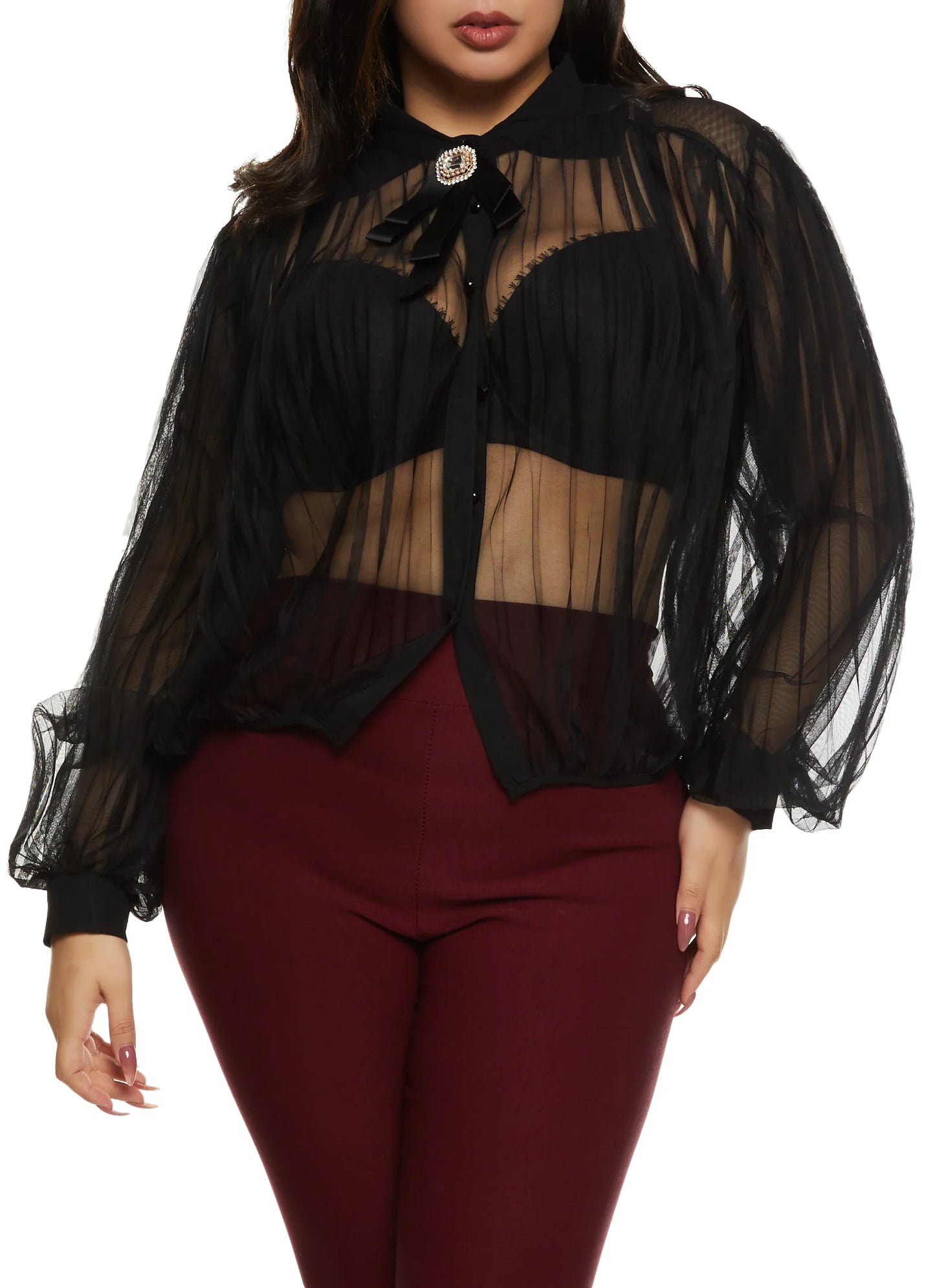 Poised and Pleated Black Sheer top 1x