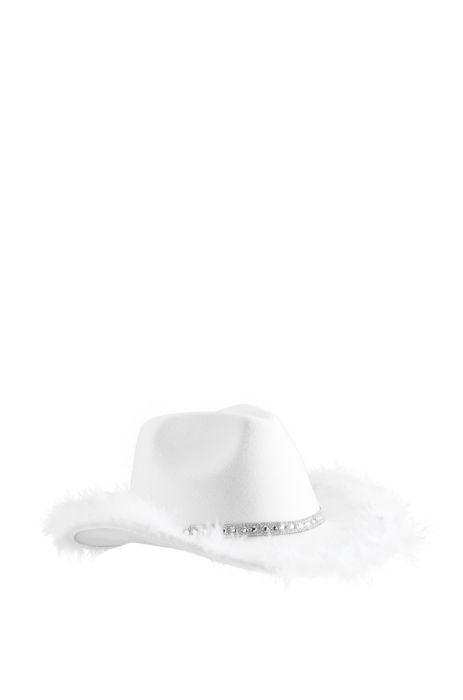 White Feather & Bling Cowboy Hat