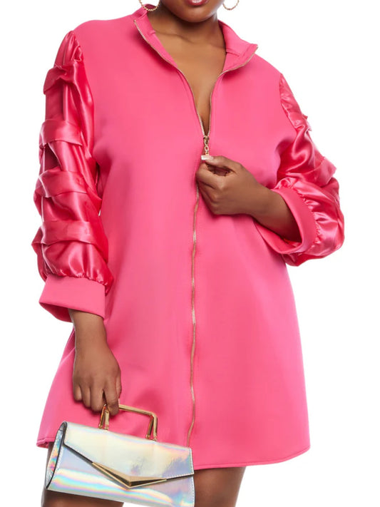 PINK PUFF JACKET DRESS 2X