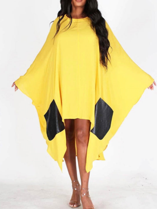 Hot pocket shirt dress yellow 2x