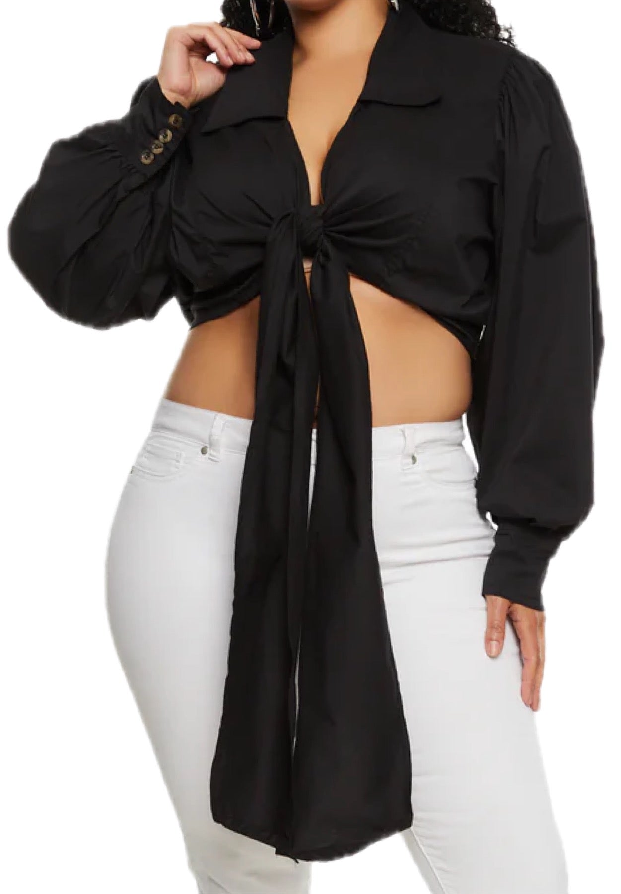 Classy Sassy Black tie front top 1x