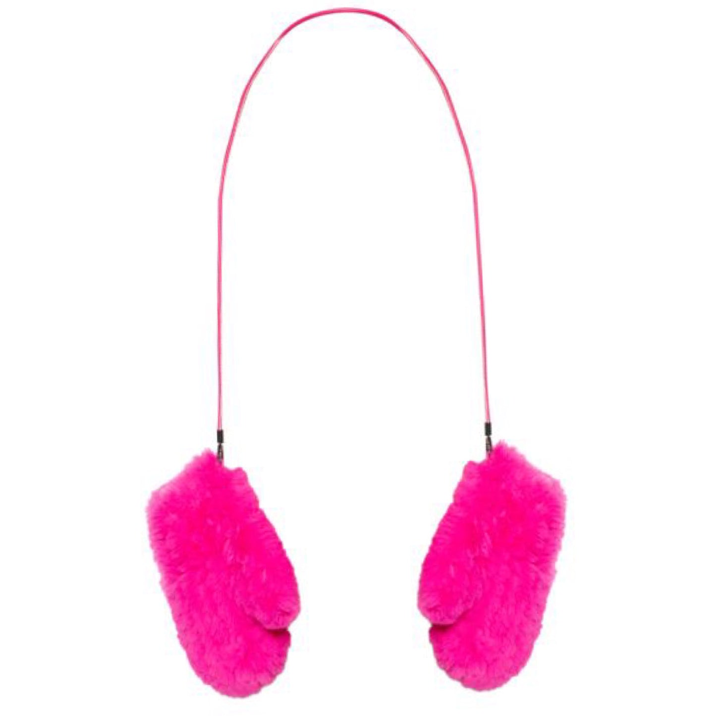 Hot Pink Corded Mittens O/S