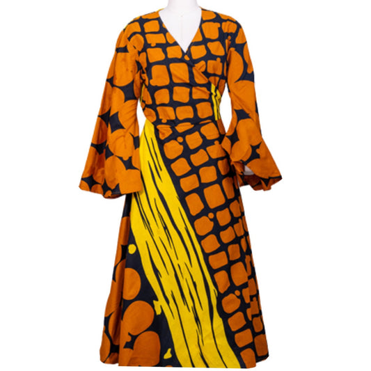 Caramel Honey Wrap Dress  O/S (2X)