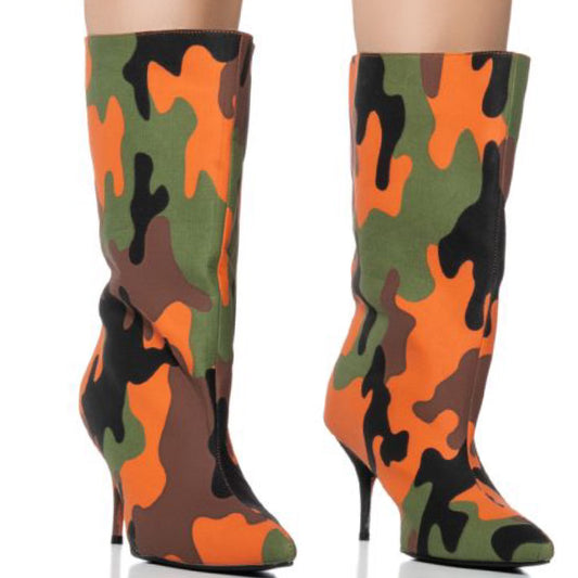 orange camo boots