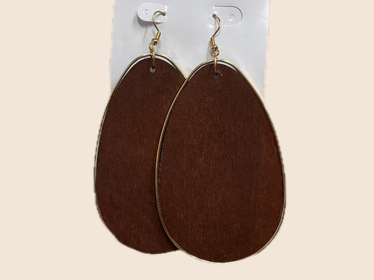 Wood gold Teardrop Earring