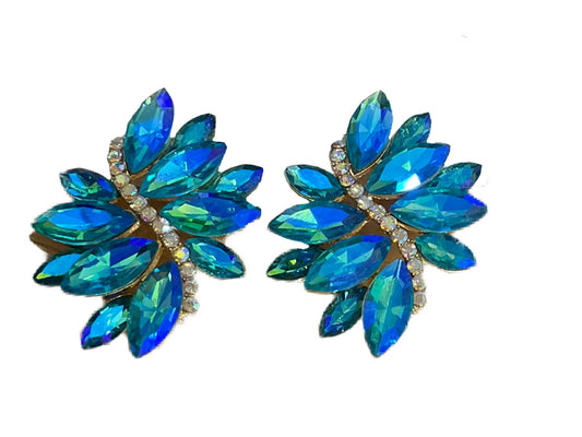 Blue Green Bling earrings