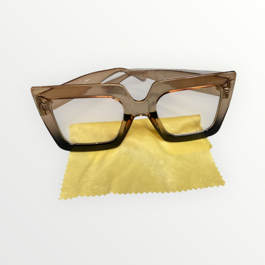 2TONE TAN CLEAR LENS FRAMES