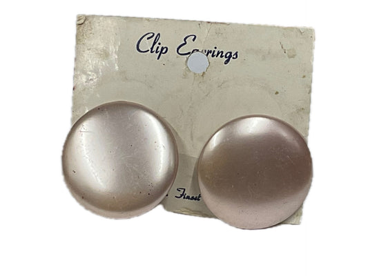 Vintage Pink Button Clip On Earrings