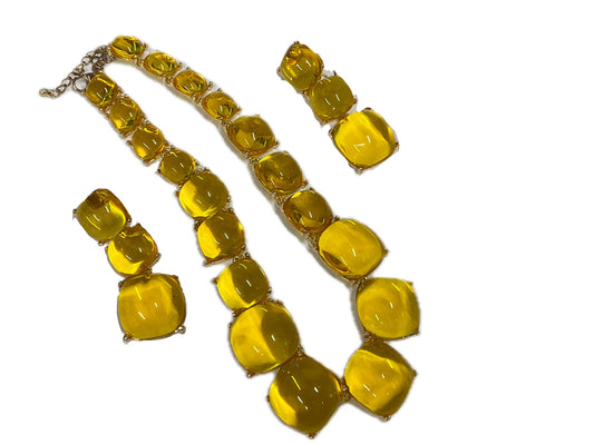 Yellow Bauble Earring and Necklace Set