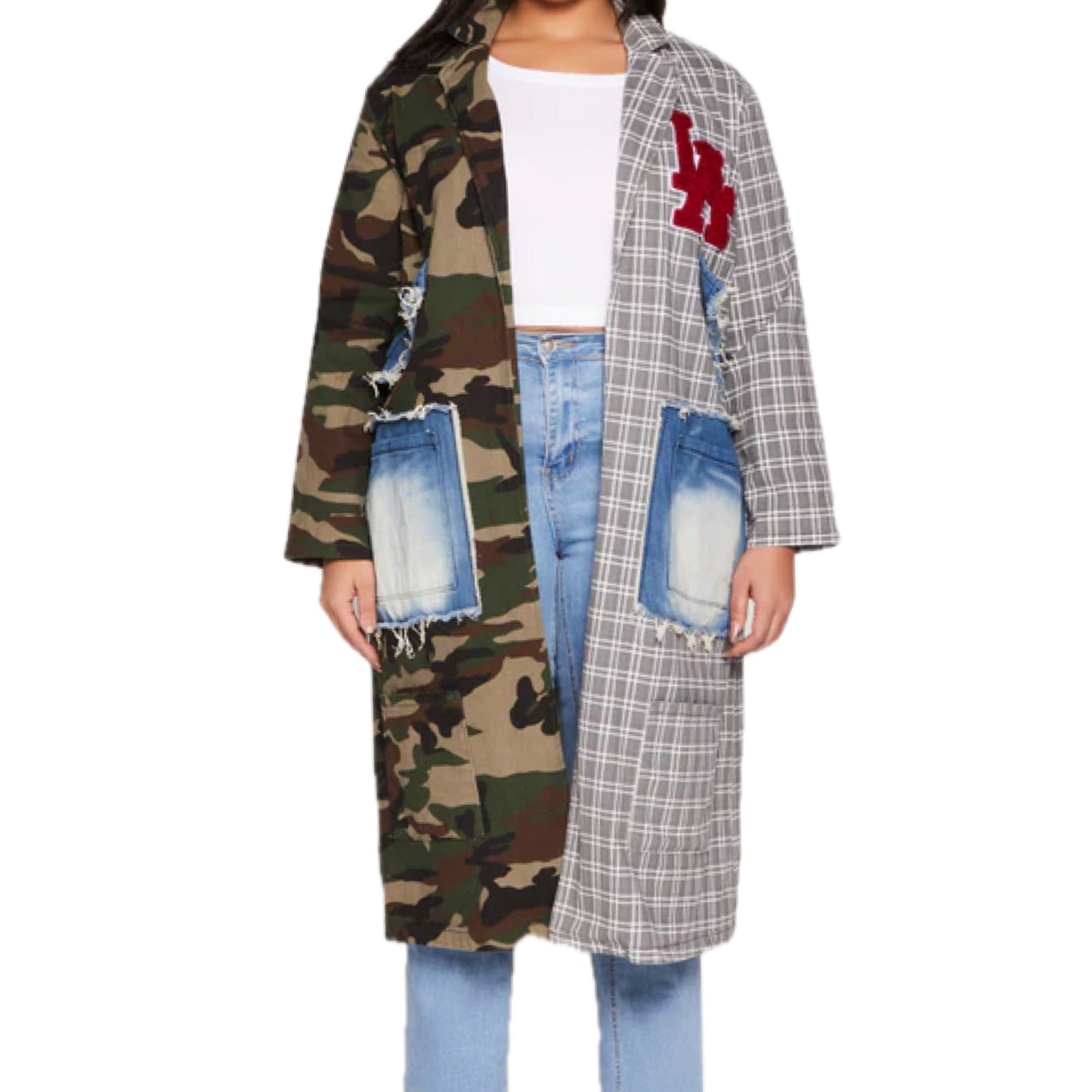 Distressed Denim n Camo in LA Coat