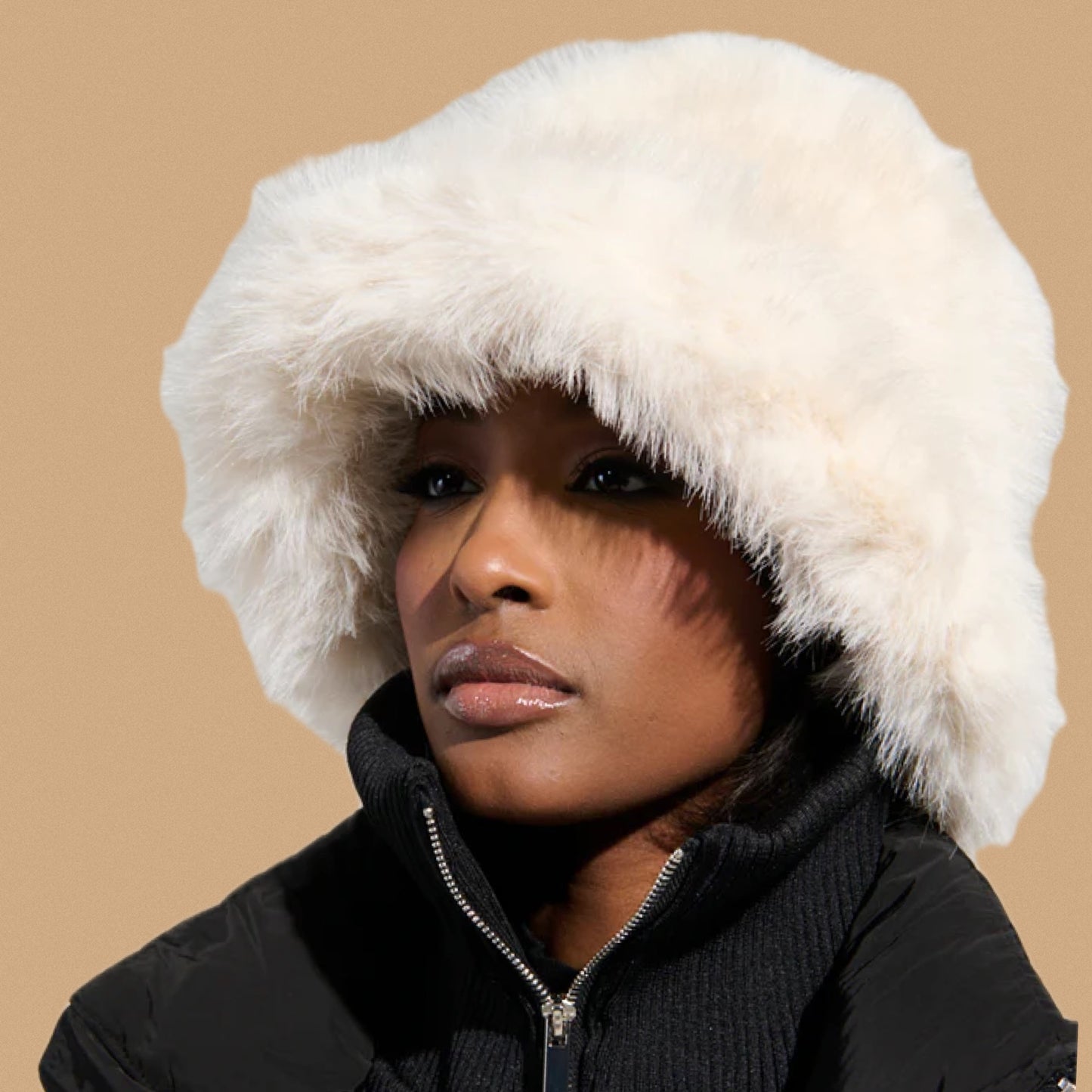 Ivory Fur Bucket Hat