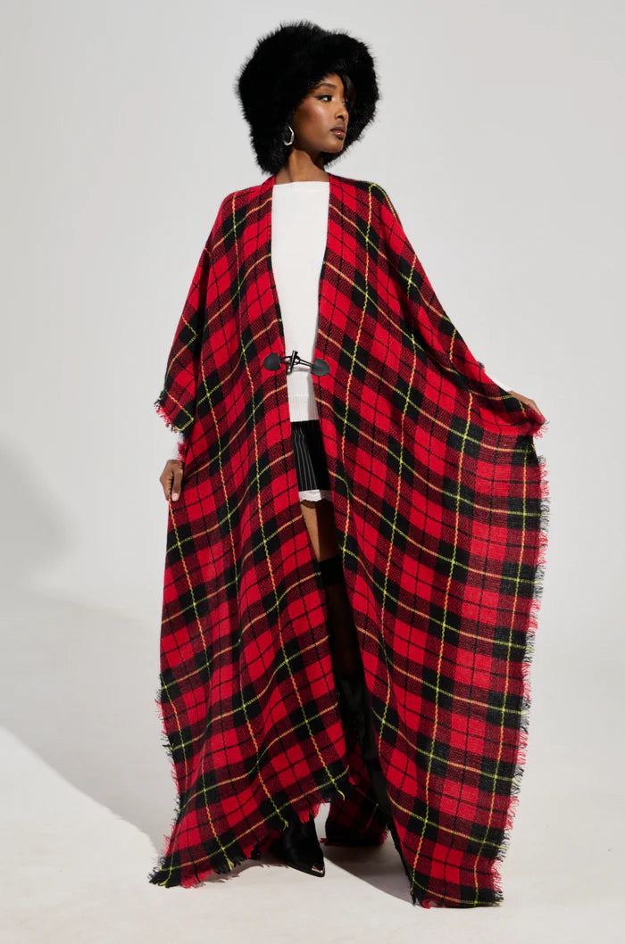 Little Red Plaid Poncho