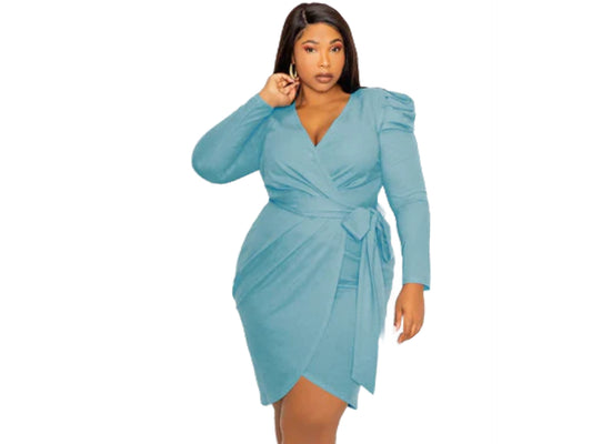 Blue Bayou Faux Wrap Dress