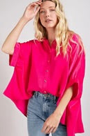 Fuchsia button down dolman