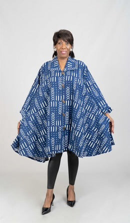 Ankara blue white retro swing Jacket
