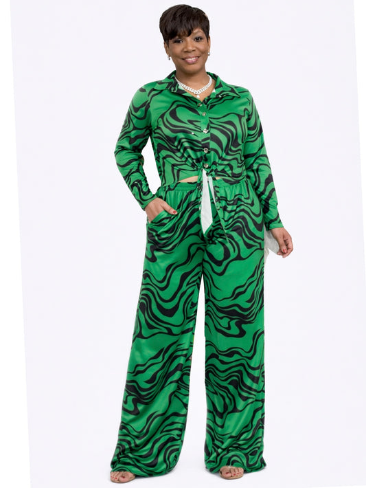 Green and Black Swirl 2pc