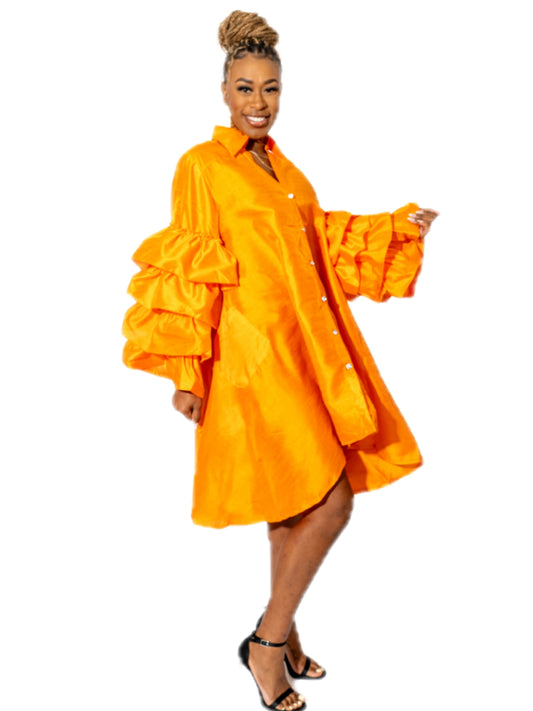 Golden Swing Faux Silk Dress