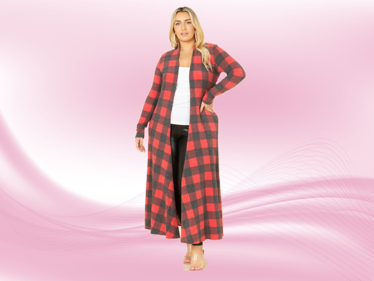 RED BUFFALO PLAID FLEECE DUSTER